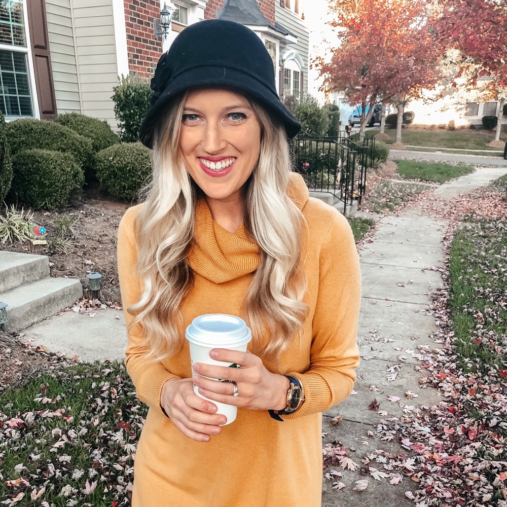 Knit Cowl turtle Neck Tunic sweater